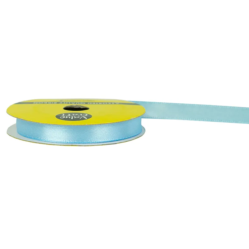 10mm Light Blue Polyester Satin Ribbon 10m