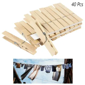 40 PCS Wood Clothespins With Spring 2 7/8" Large Heavy Duty Clothes Pins Crafts