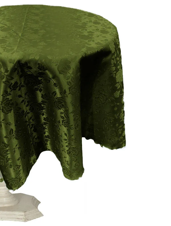 58" ROUND TABLECLOTH ROSES JACQUARD SATIN.