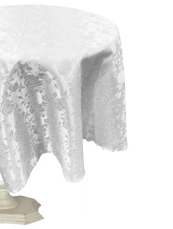 58" ROUND TABLECLOTH ROSES JACQUARD SATIN.