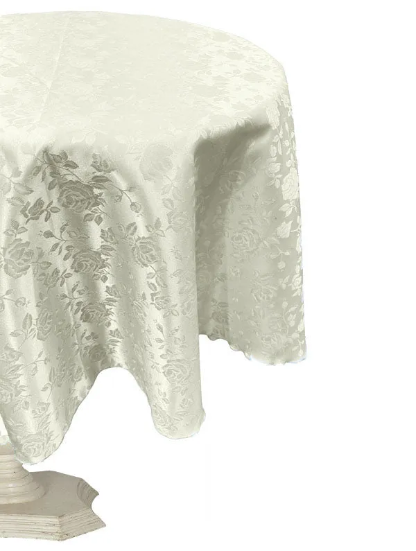 58" ROUND TABLECLOTH ROSES JACQUARD SATIN.