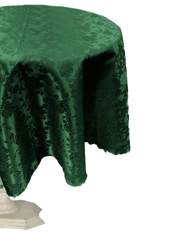 58" ROUND TABLECLOTH ROSES JACQUARD SATIN.