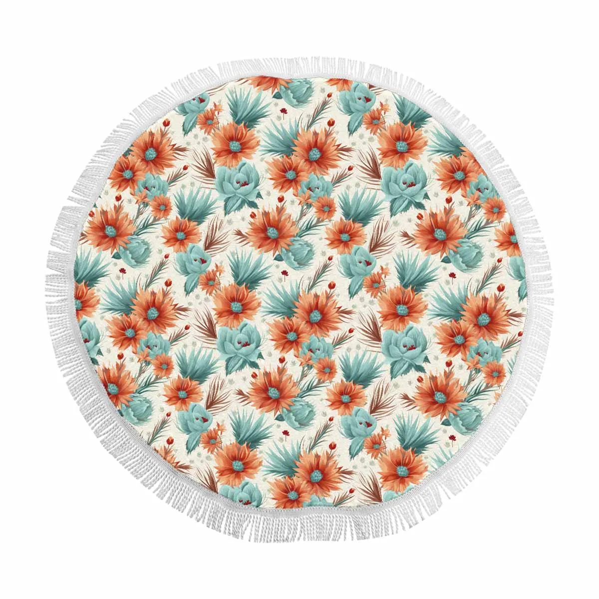 Boho Floral  Circular Beach Shawl 59"