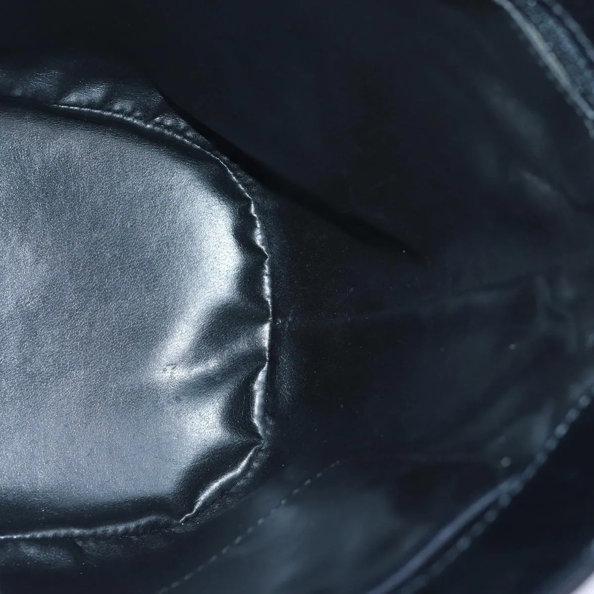 CELINE Circle Hand Bag Leather Black Auth ar12160