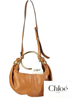 Chloé Tan Leather Bracelet embellished glossed textured-leather shoulder bag