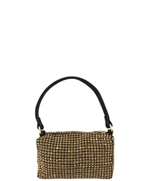 Gold Rhinestone Petite Convertible Clutch Bag