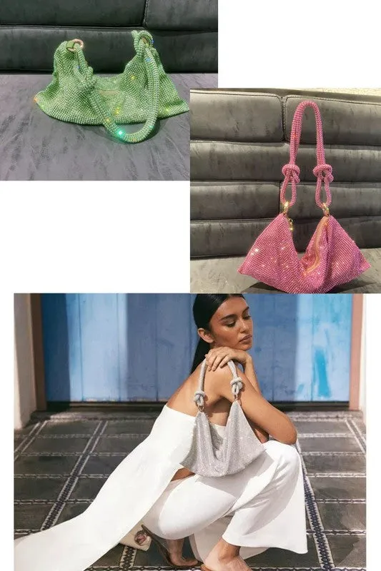 Green Material Rhinestone-closure Zipper