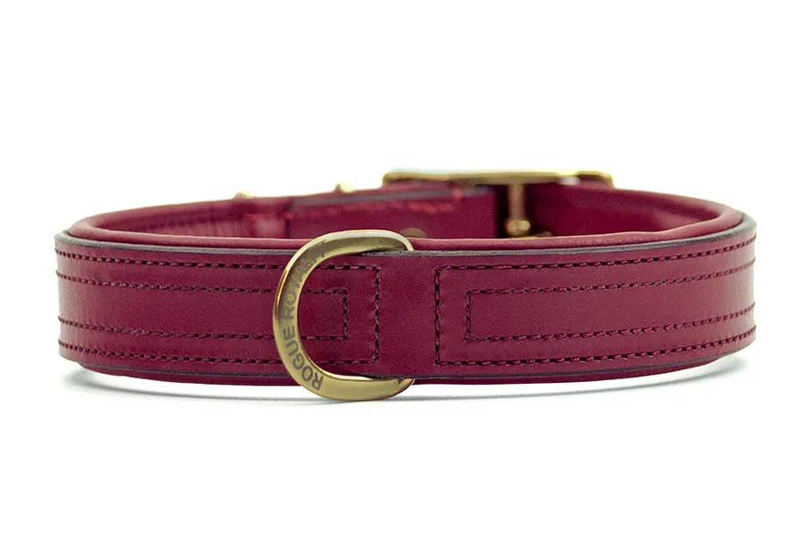 Hand Made Leather Dog Collar - Tuscan Burgandy (Slim Fit)