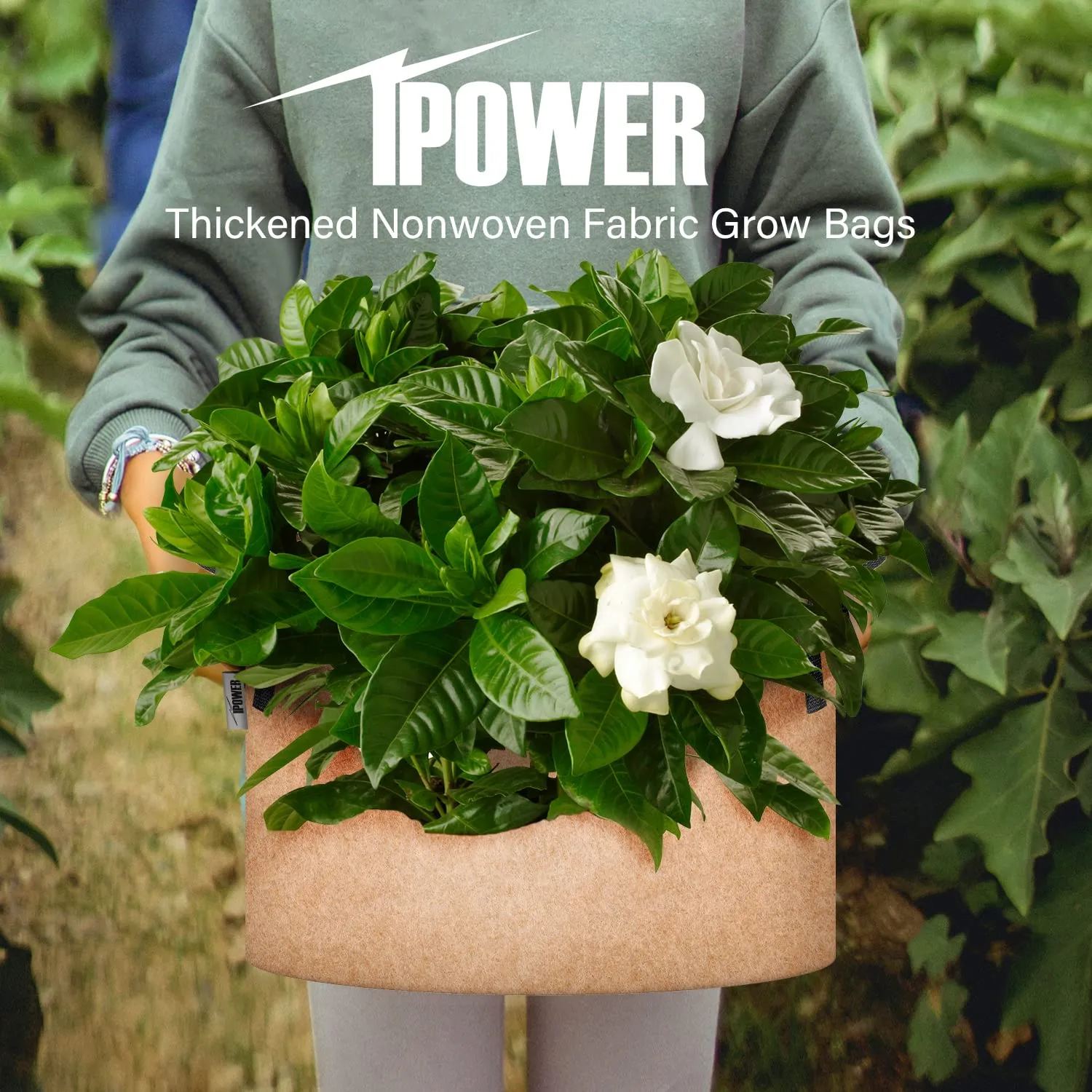 iPower 5-Pack 20 Gallon Plant Grow Bags Thickened Nonwoven Aeration Fabric Pots Heavy Duty Durable Container, Strap Handles for Garden, Tan