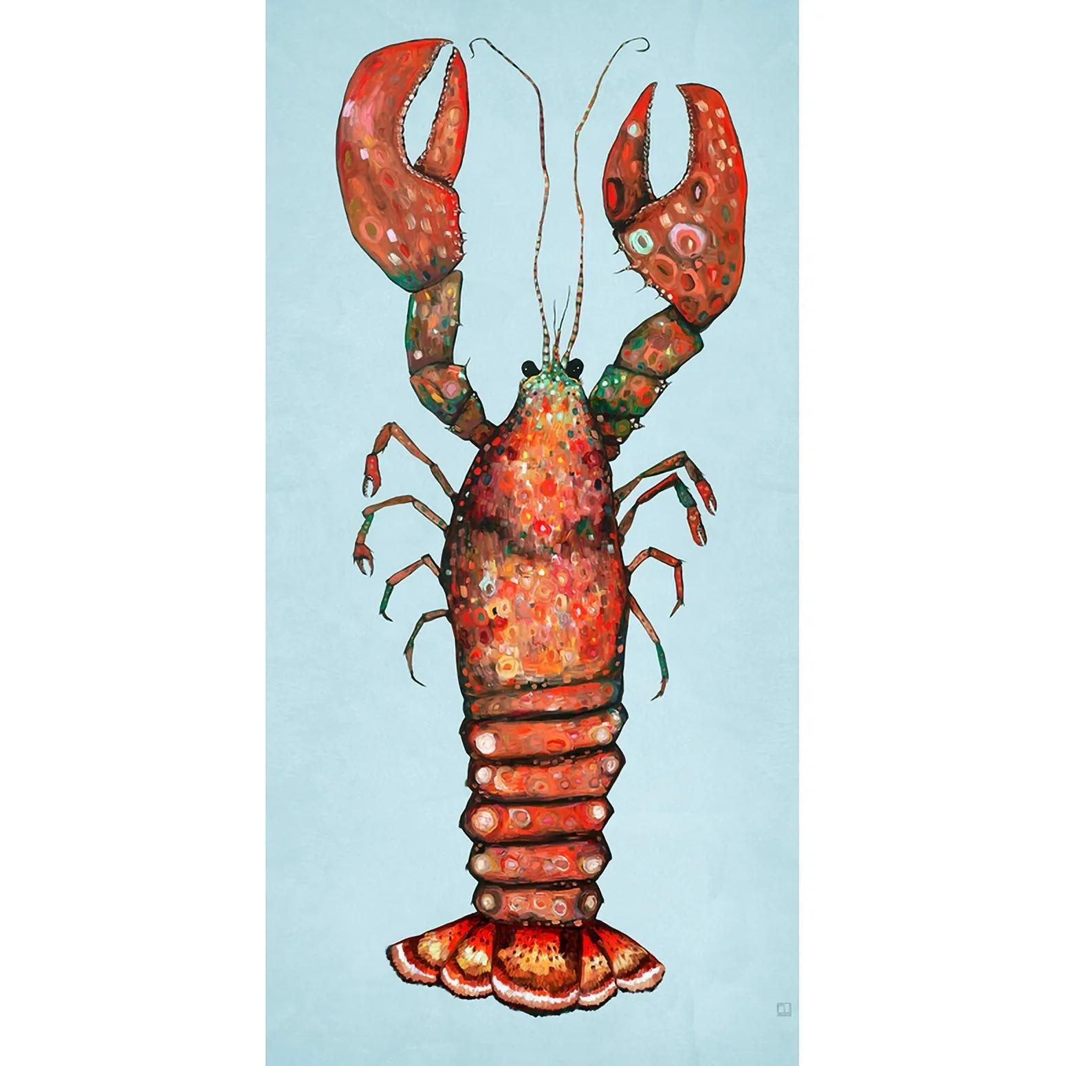 Lobster On Blue Canvas Wall Art