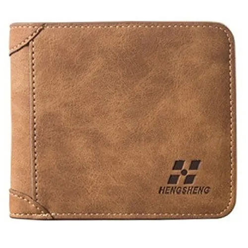 Men's Trifold Suede Design Leather Wallet (Hengsheng Brown)