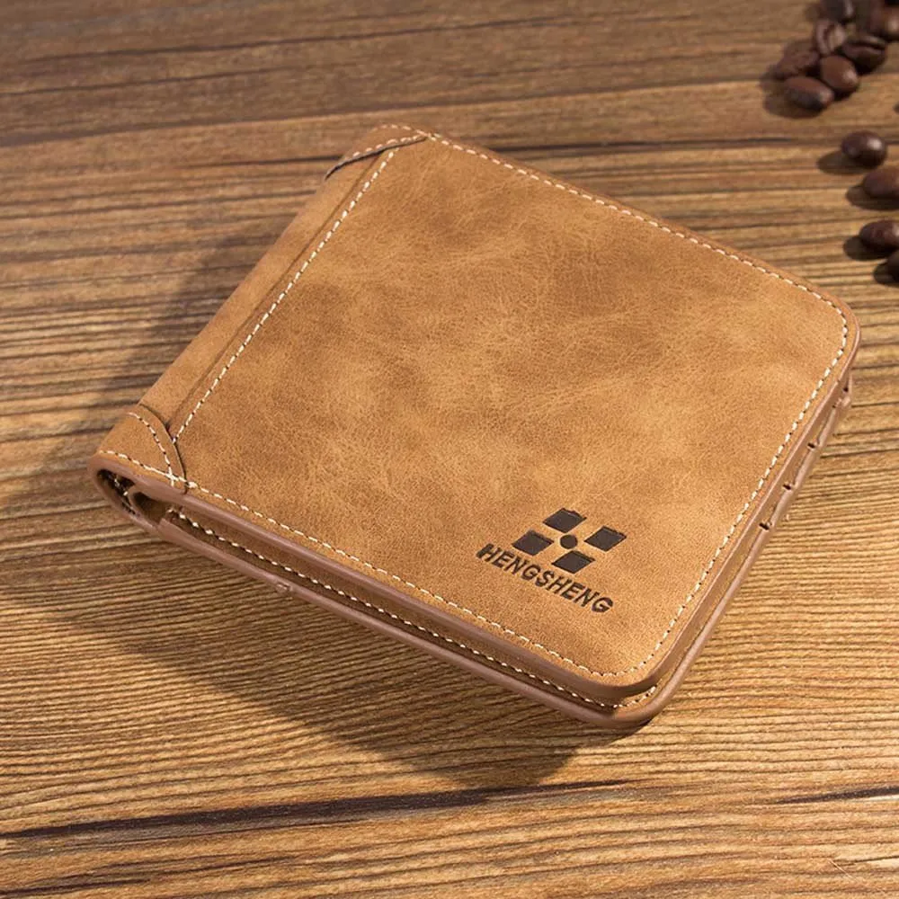 Men's Trifold Suede Design Leather Wallet (Hengsheng Brown)