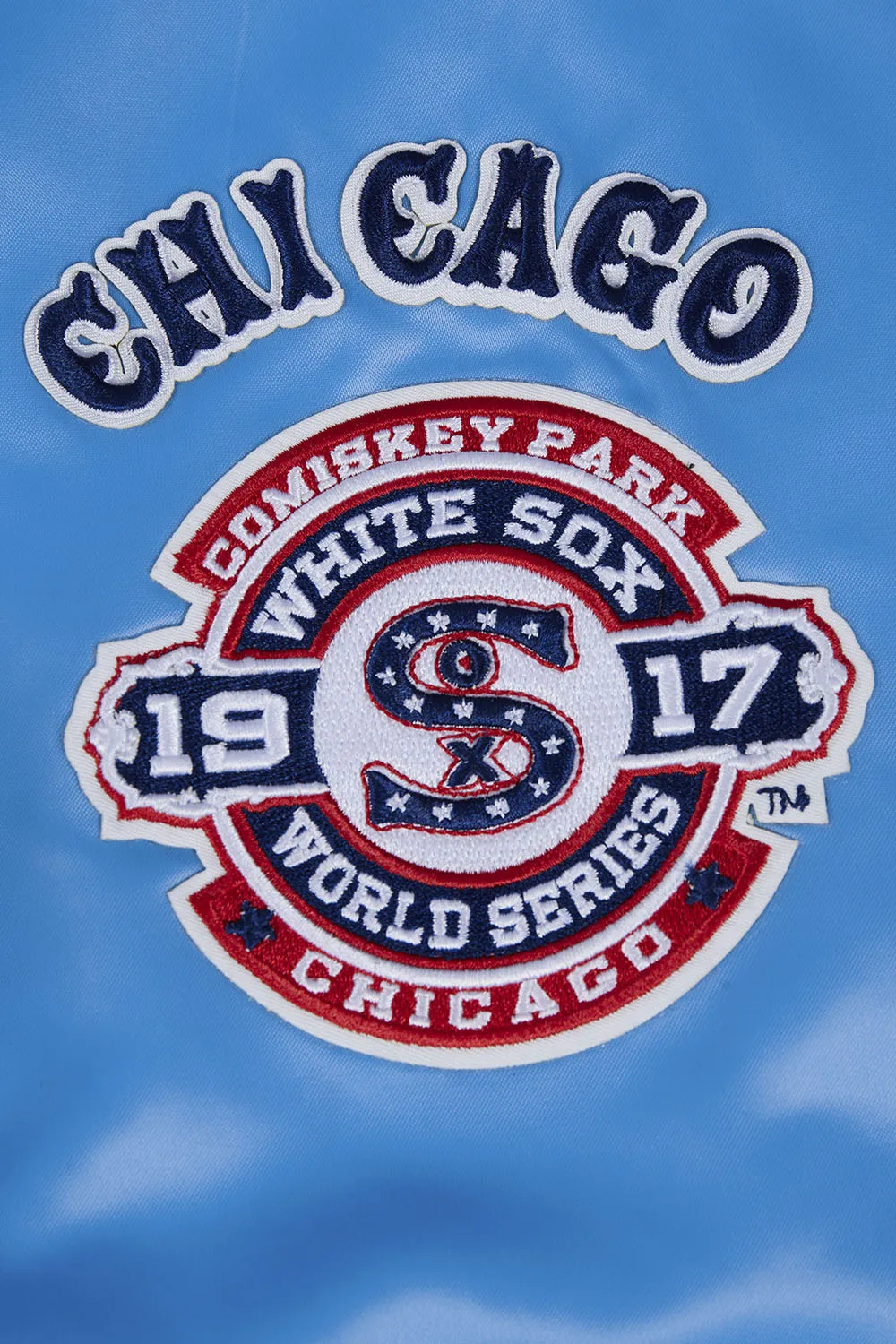 MLB CHICAGO WHITE SOX RETRO CLASSIC WOMEN'S SATIN JACKET (UNIVERSITY BLUE/WHITE)