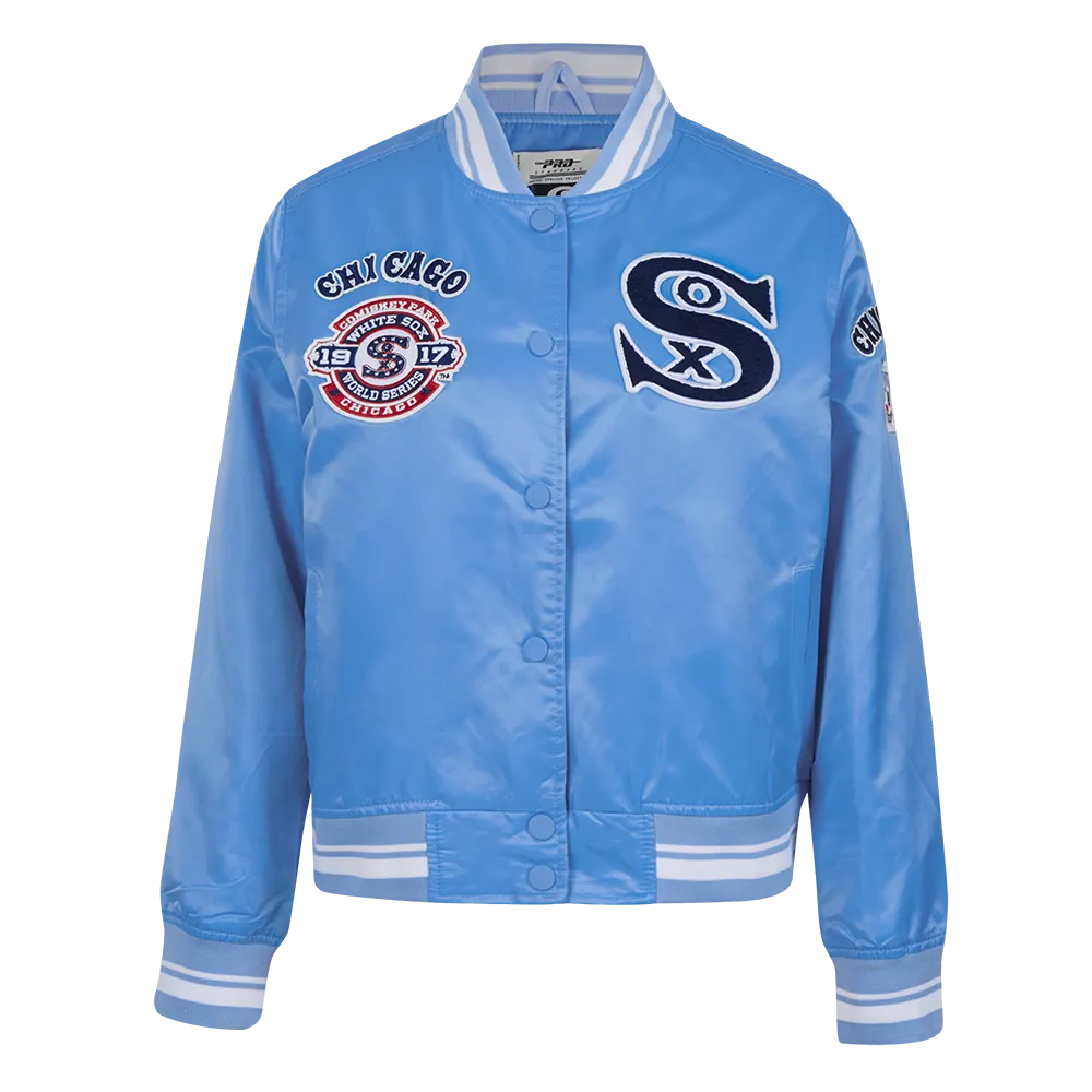 MLB CHICAGO WHITE SOX RETRO CLASSIC WOMEN'S SATIN JACKET (UNIVERSITY BLUE/WHITE)