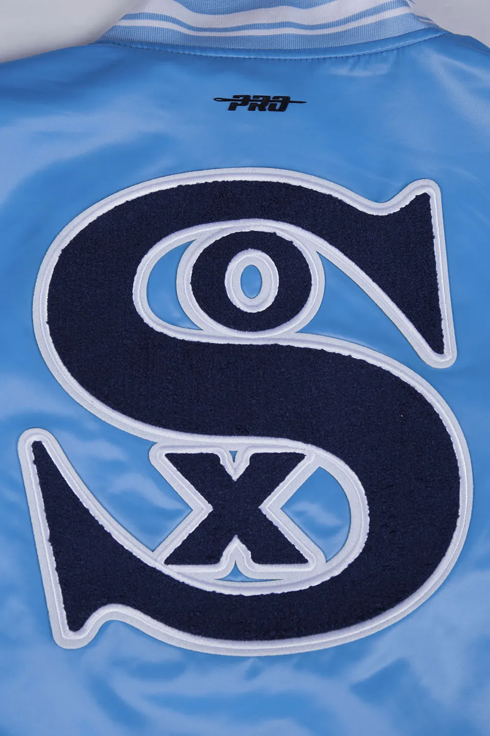 MLB CHICAGO WHITE SOX RETRO CLASSIC WOMEN'S SATIN JACKET (UNIVERSITY BLUE/WHITE)