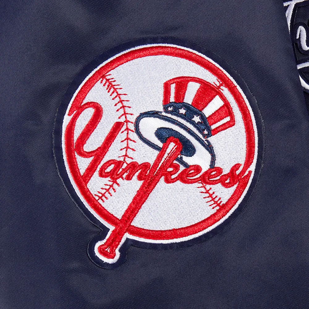 MLB NEW YORK YANKEES SUGAR SKULL WOMEN'S SATIN JACKET (MIDNIGHT NAVY)