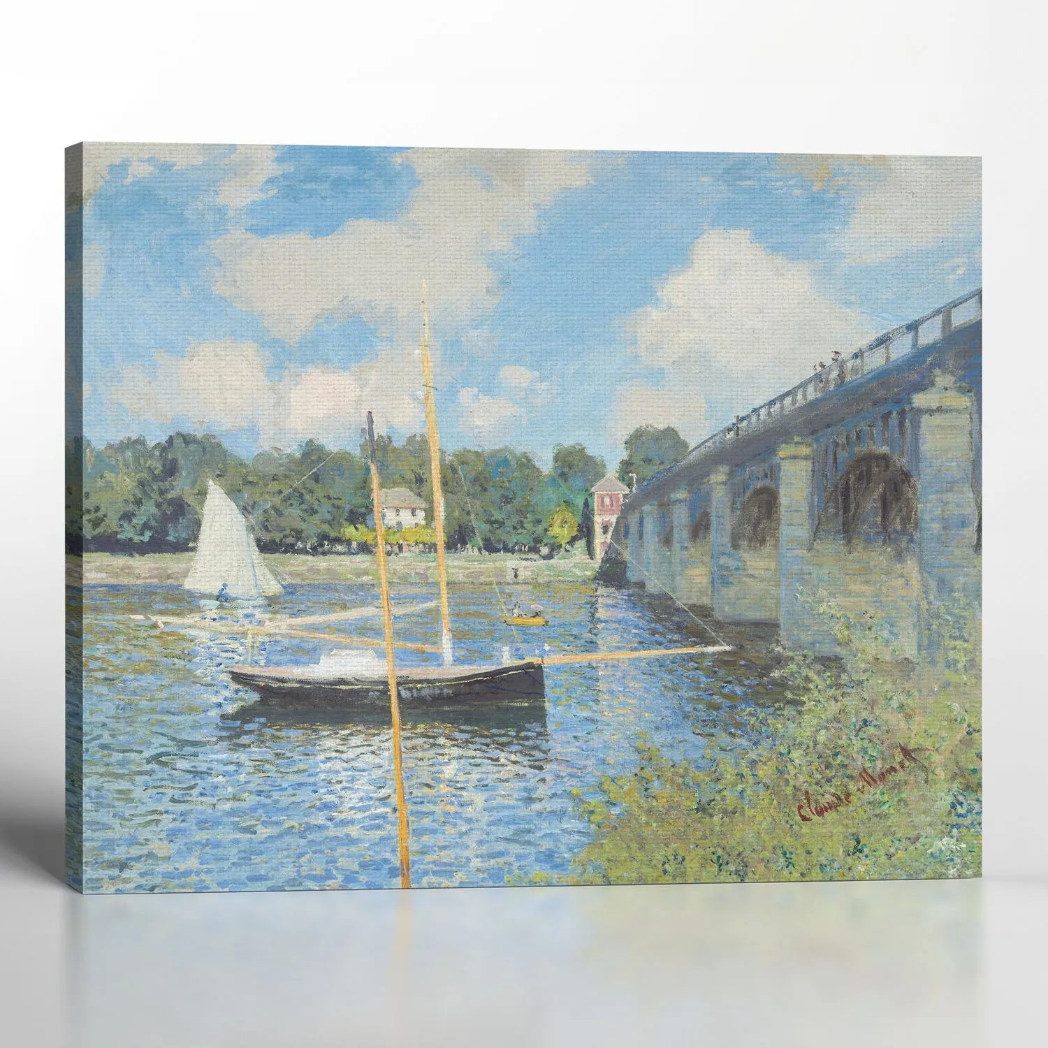Monet Wall Art The Bridge Canvas Print, Sailboat Wall Art, Cavas Prints Wall Art, Fine Art, Living Room Wall Art, Ready To Hang for Living Room Home Wall Decor, C2418