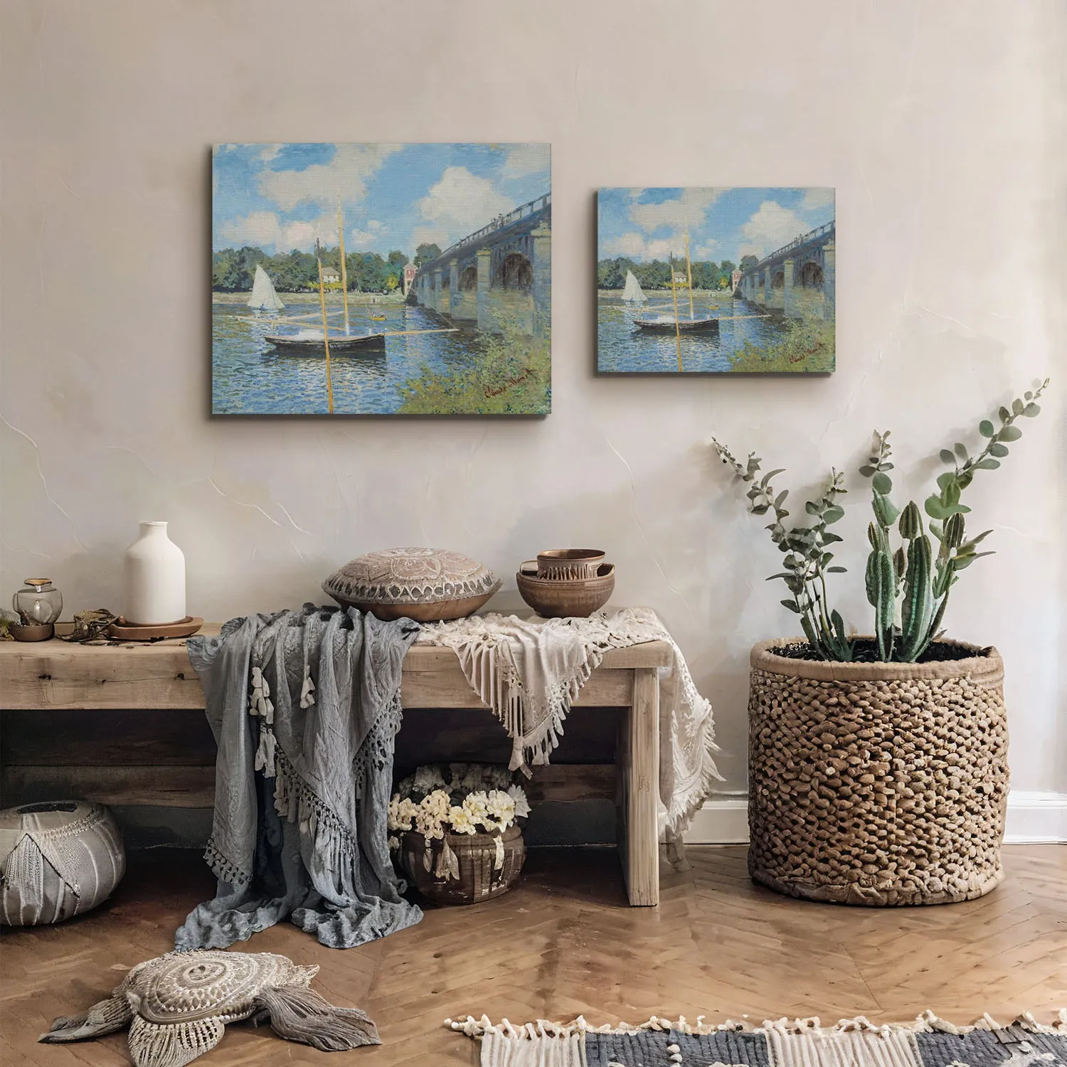 Monet Wall Art The Bridge Canvas Print, Sailboat Wall Art, Cavas Prints Wall Art, Fine Art, Living Room Wall Art, Ready To Hang for Living Room Home Wall Decor, C2418