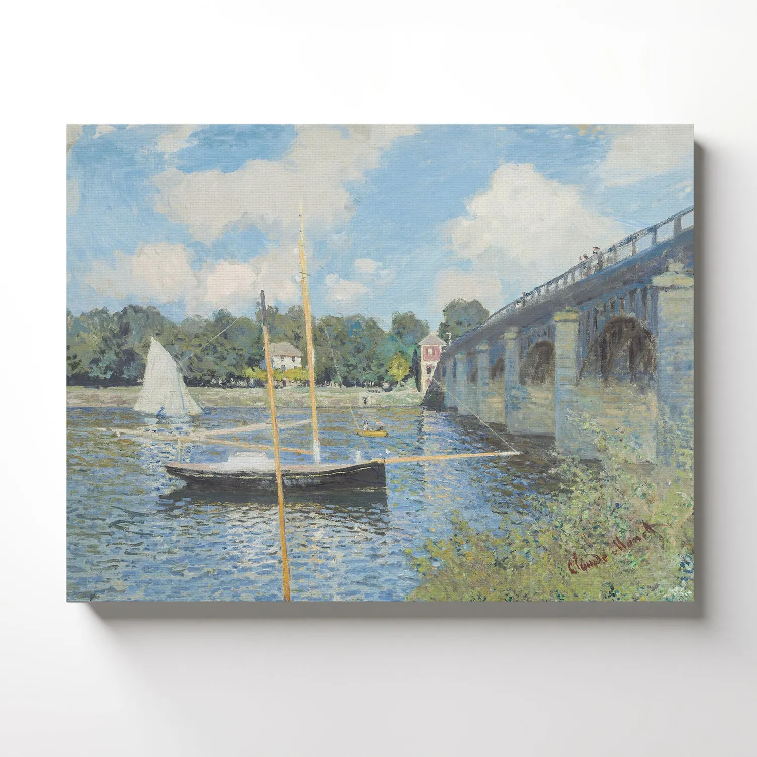 Monet Wall Art The Bridge Canvas Print, Sailboat Wall Art, Cavas Prints Wall Art, Fine Art, Living Room Wall Art, Ready To Hang for Living Room Home Wall Decor, C2418