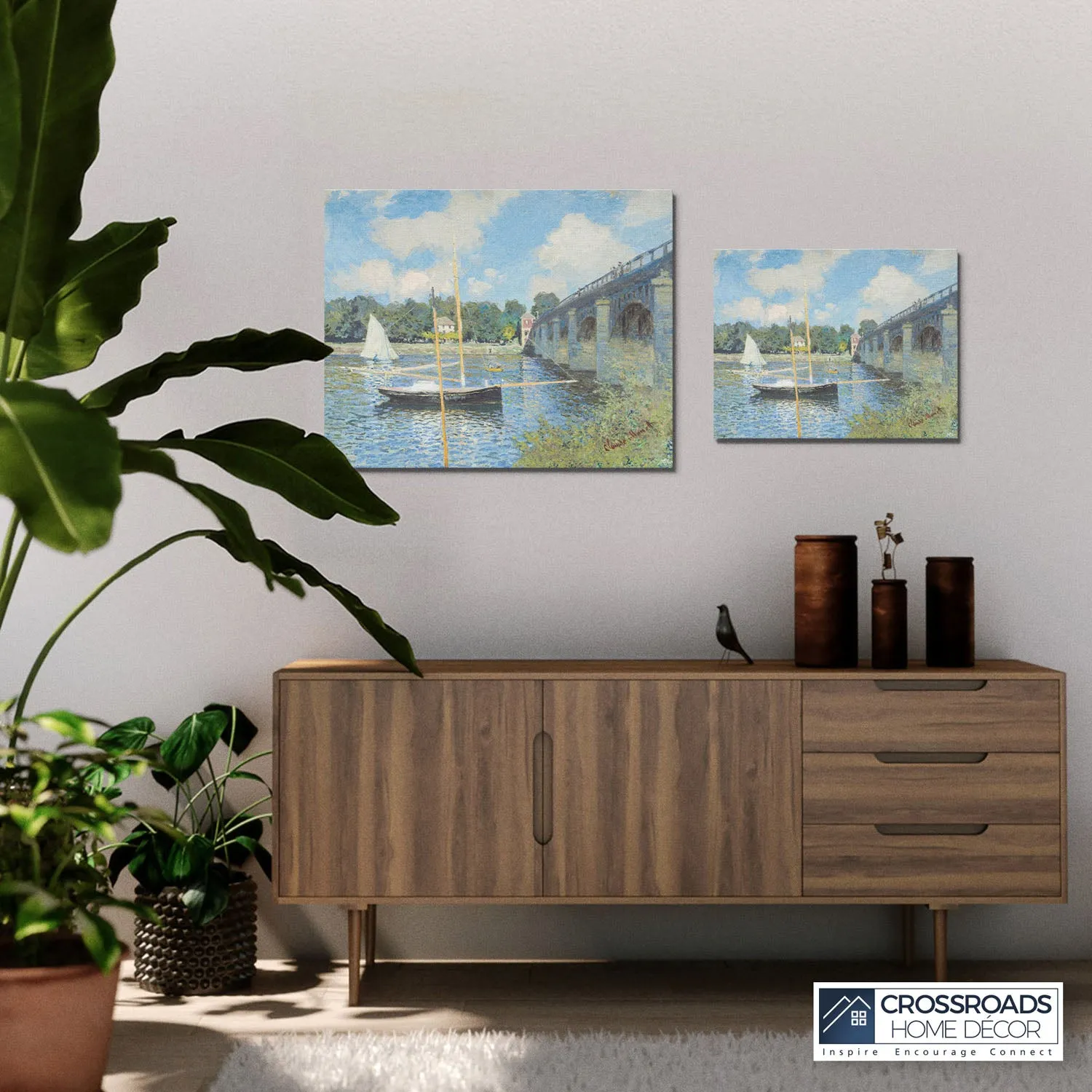 Monet Wall Art The Bridge Canvas Print, Sailboat Wall Art, Cavas Prints Wall Art, Fine Art, Living Room Wall Art, Ready To Hang for Living Room Home Wall Decor, C2418