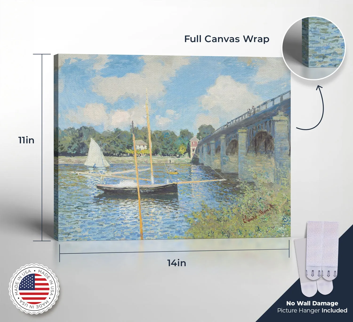 Monet Wall Art The Bridge Canvas Print, Sailboat Wall Art, Cavas Prints Wall Art, Fine Art, Living Room Wall Art, Ready To Hang for Living Room Home Wall Decor, C2418