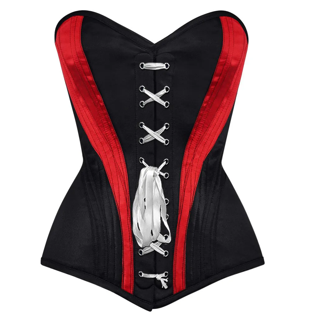 Nelly Satin Overbust Black/Red Corset