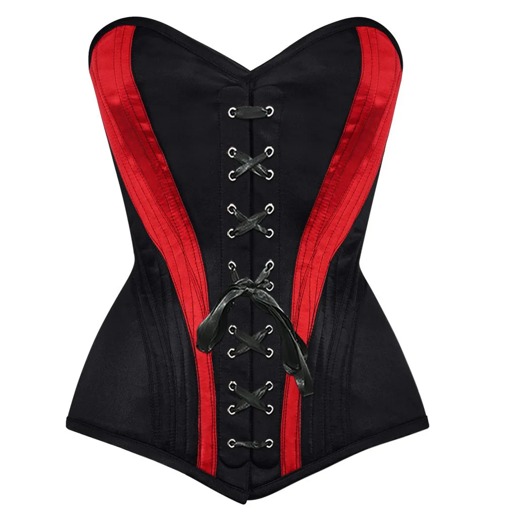 Nelly Satin Overbust Black/Red Corset