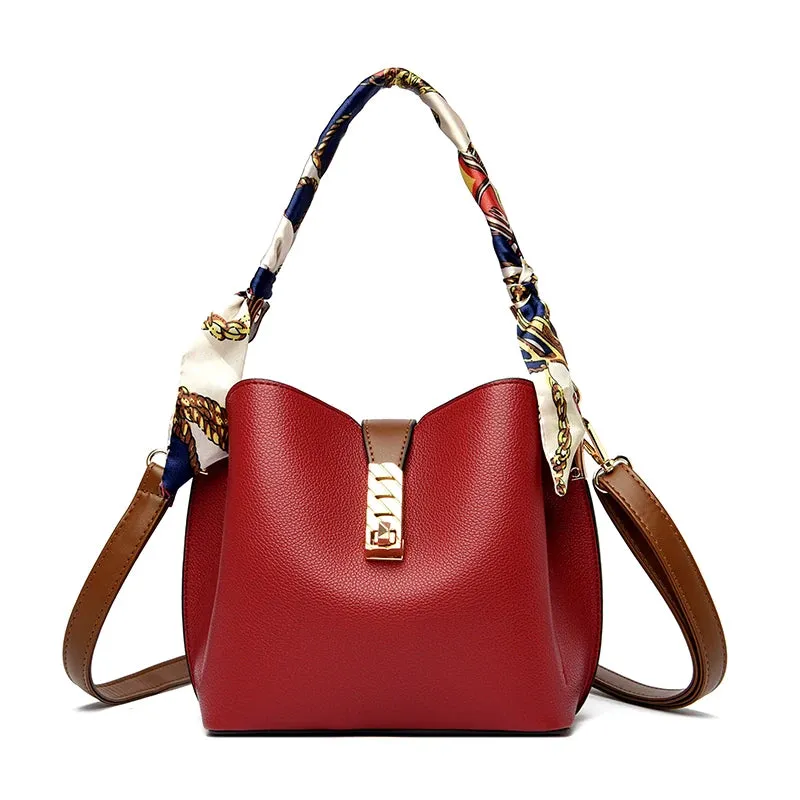 PU Leather Women Bucket Shoulder Bags