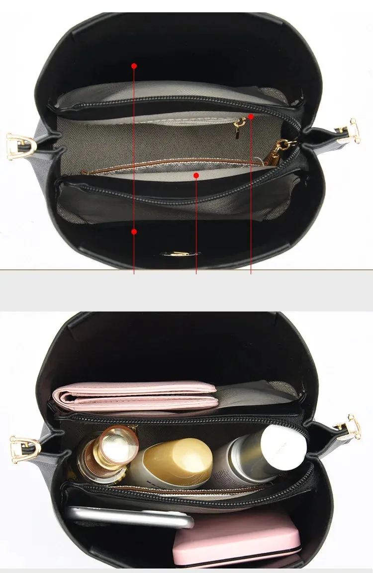 PU Leather Women Bucket Shoulder Bags