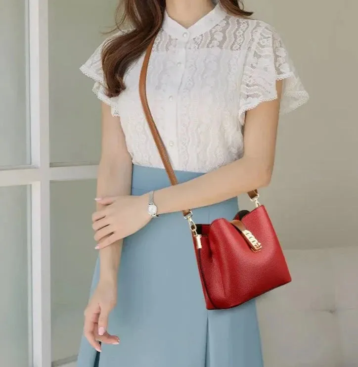 PU Leather Women Bucket Shoulder Bags