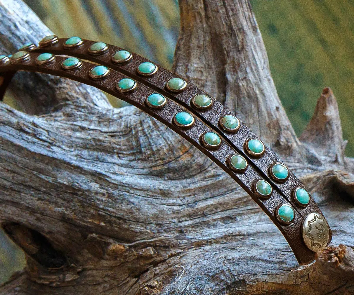 Turquoise Stone Double Band Cuff Bracelet