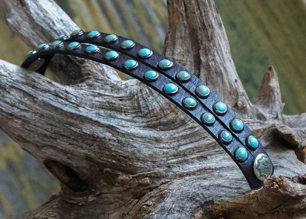 Turquoise Stone Double Band Cuff Bracelet
