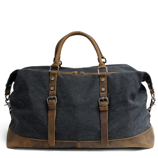 VAMPWAX VINTAGE™ Schultertasche Weekender aus gewachst Canvas & Echtleder fur Damen und Herren