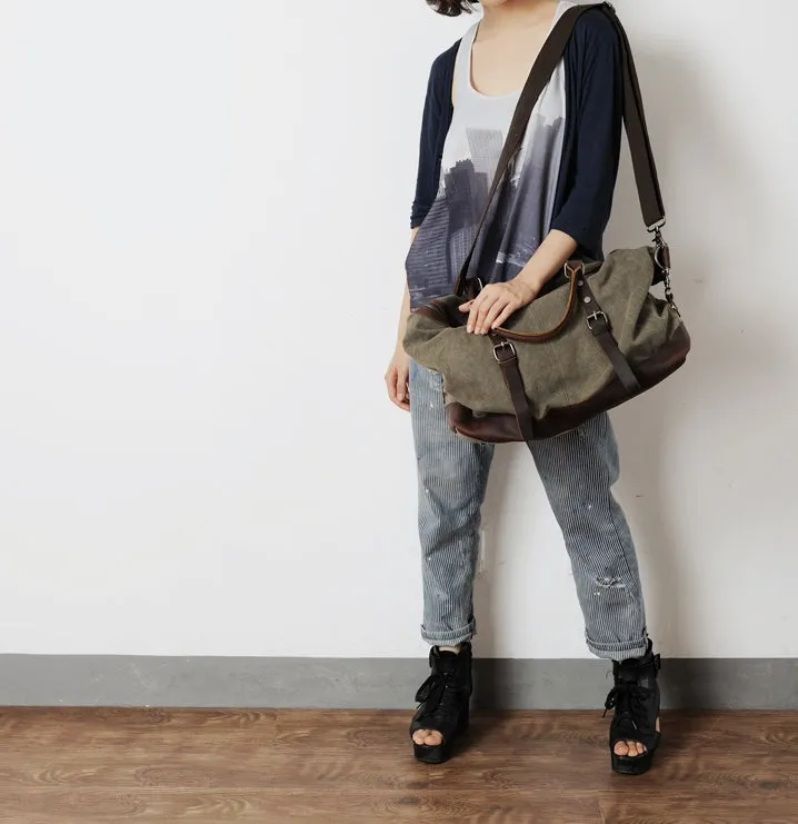 VAMPWAX VINTAGE™ Schultertasche Weekender aus gewachst Canvas & Echtleder fur Damen und Herren