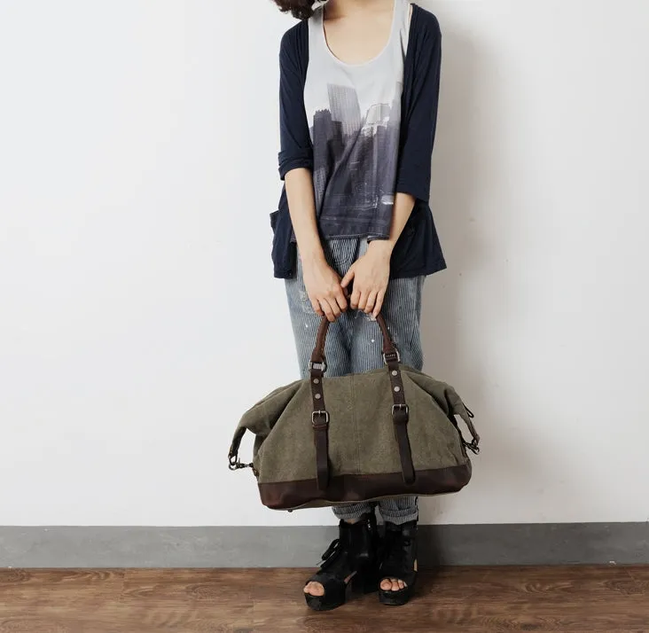 VAMPWAX VINTAGE™ Schultertasche Weekender aus gewachst Canvas & Echtleder fur Damen und Herren