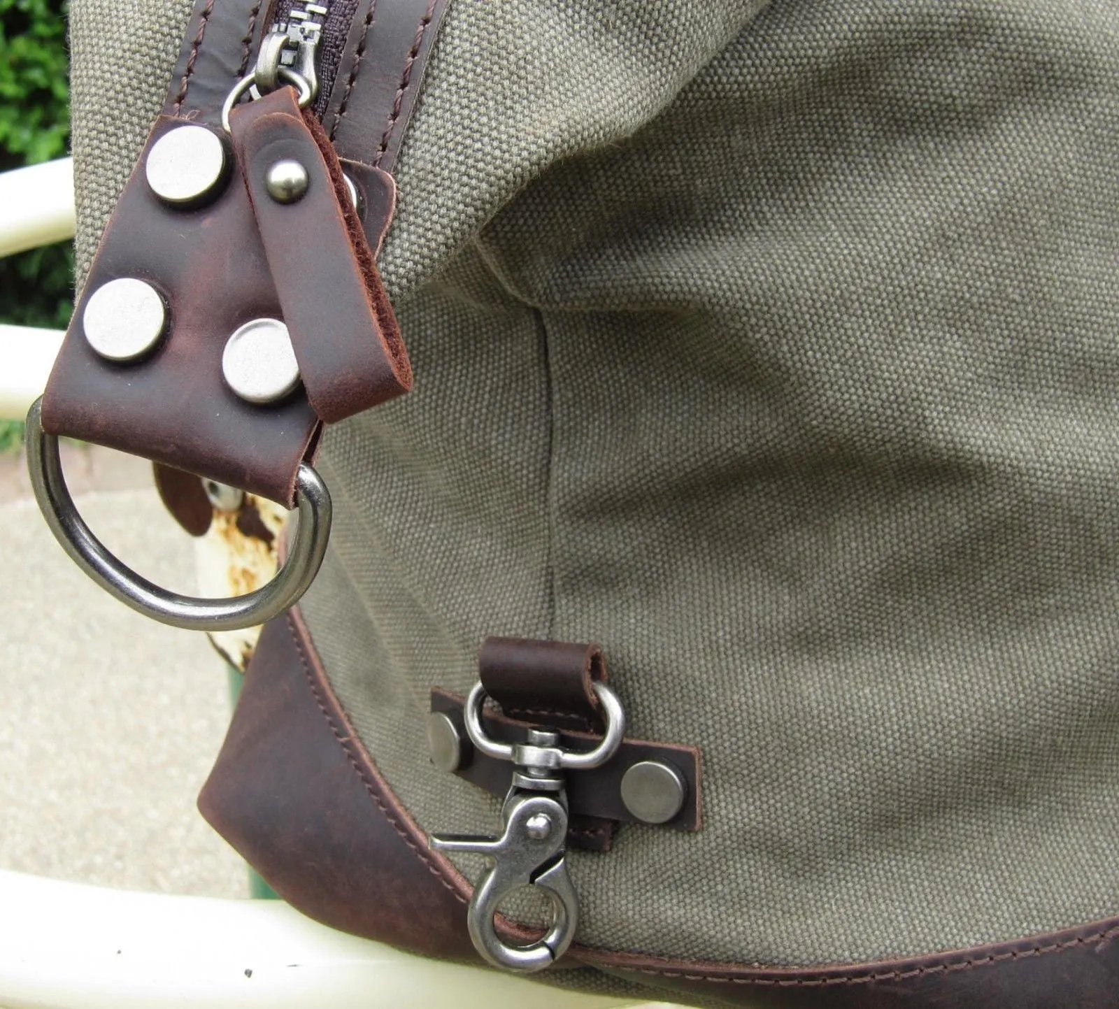 VAMPWAX VINTAGE™ Schultertasche Weekender aus gewachst Canvas & Echtleder fur Damen und Herren