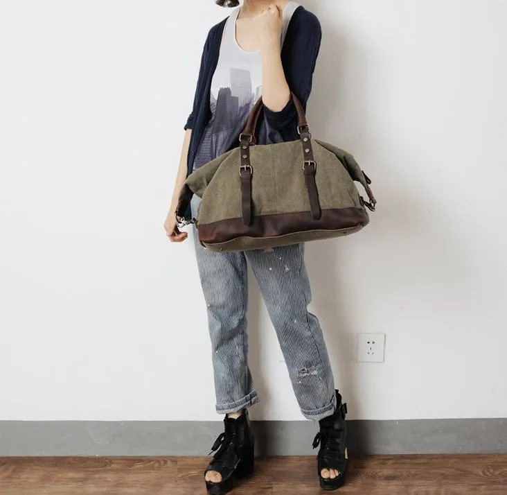 VAMPWAX VINTAGE™ Schultertasche Weekender aus gewachst Canvas & Echtleder fur Damen und Herren