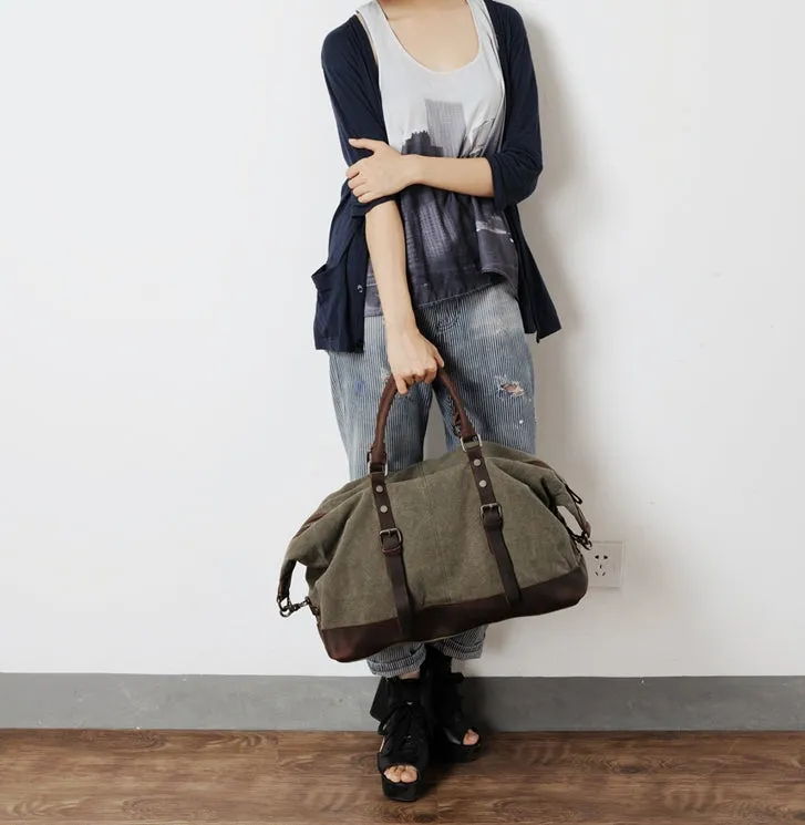 VAMPWAX VINTAGE™ Schultertasche Weekender aus gewachst Canvas & Echtleder fur Damen und Herren