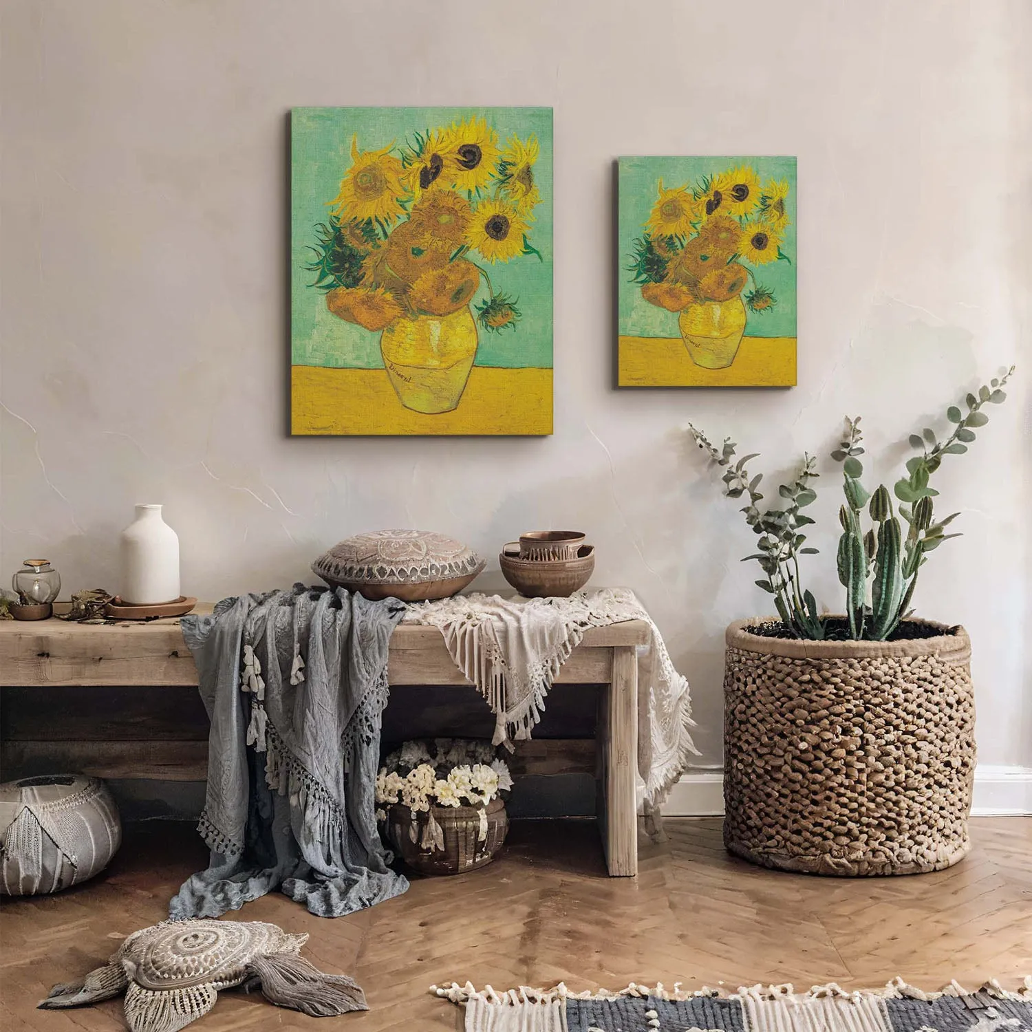 Van Gogh Canvas Wall Art, Twelve Sunflowers Canvas Print, sunflower canvas wall art, Van Gogh sunflowers, Ready To Hang for Living Room Home Wall Decor, C2435