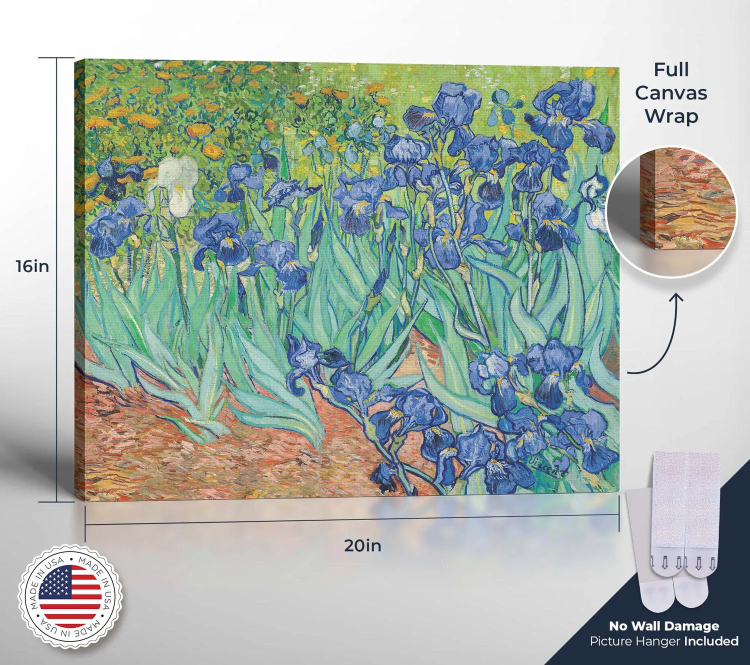 Van Gogh Wall Art, Irises Canvas Print, Van Gogh Print, Van Gogh Wall Art, Van Gogh Irises, Ready To Hang for Living Room Home Wall Decor, C2445