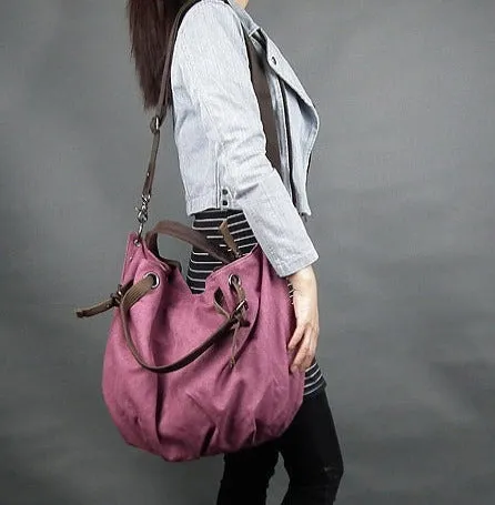 VANQUE™ Damen Umhängetasche Schultertasche aus Canvas Segeltuch und Leder