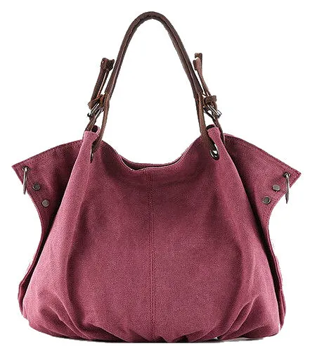 VANQUE™ Damen Umhängetasche Schultertasche aus Canvas Segeltuch und Leder