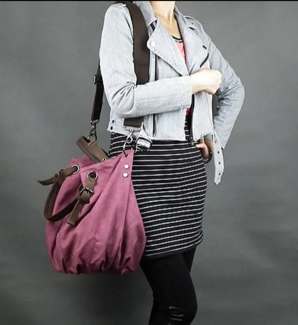 VANQUE™ Damen Umhängetasche Schultertasche aus Canvas Segeltuch und Leder